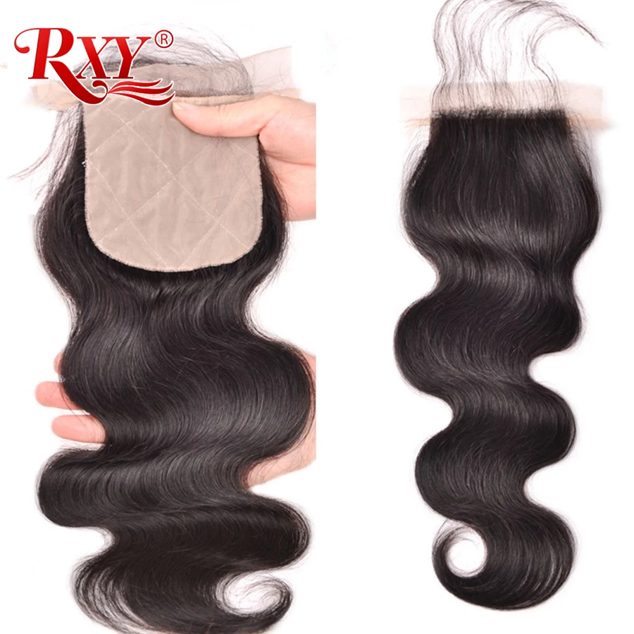 

RXY Brazilian Silk Base Closure Silk Top Closure With Baby Hair Hidden Knots Body Wave Human Hair Closure Remy Hair Extensions