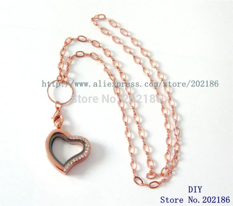 

1pc Floating Memory Half Rhinestone Locket Necklace