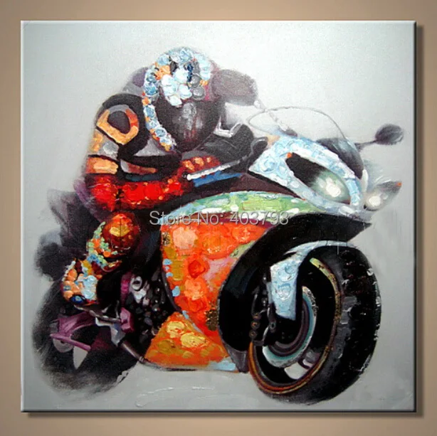 

hand painted MODERN ABSTRACT HUGE LARGE CANVAS ART OIL PAINTING absract Motorcycle paintings no framed