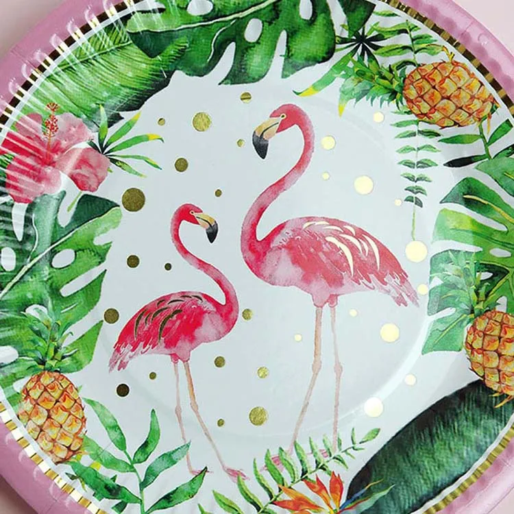 Одноразовая тарелка с фламинго, набор свадебной посуды, бумажный стаканчик, украшение для дня рождения, детский фламинго, ананас, принадлежности для душа