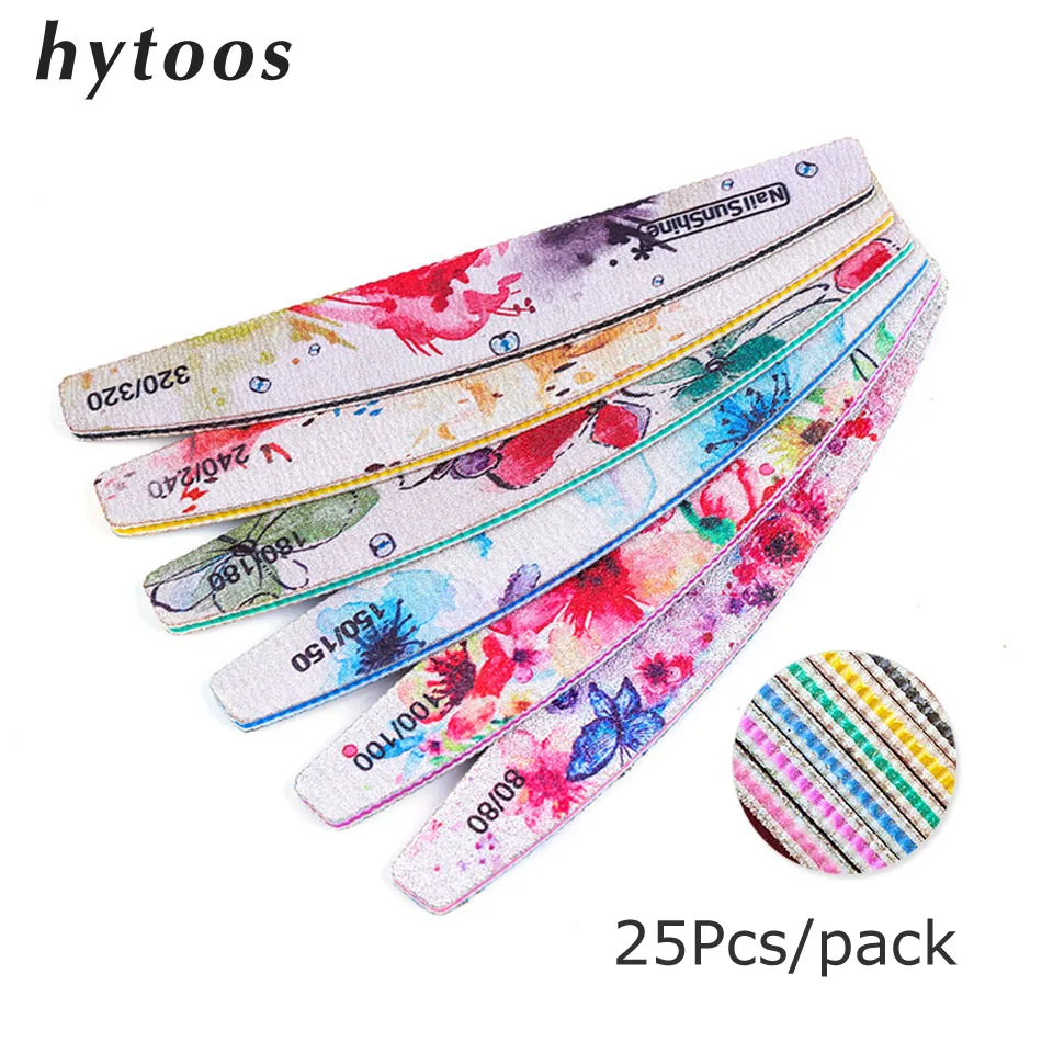 

HYTOOS 25Pcs New EVA Nail File Buffing Flower Design Washable Polishing Sandpaper Nail Buffer Manicure File Nail Art Tools