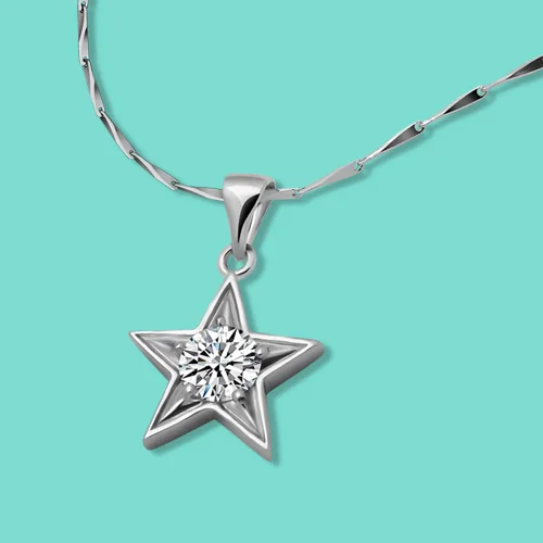 Женское ожерелье из серебра 925 пробы с цирконом|necklace silver necklace|silver pendant necklacestar |