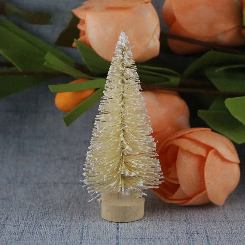 

Sisal Fiber Mini Christmas Tree 4 Colors Snow Frost Small Pine Tree DIY Craft Desktop Decoration Christmas Ornaments
