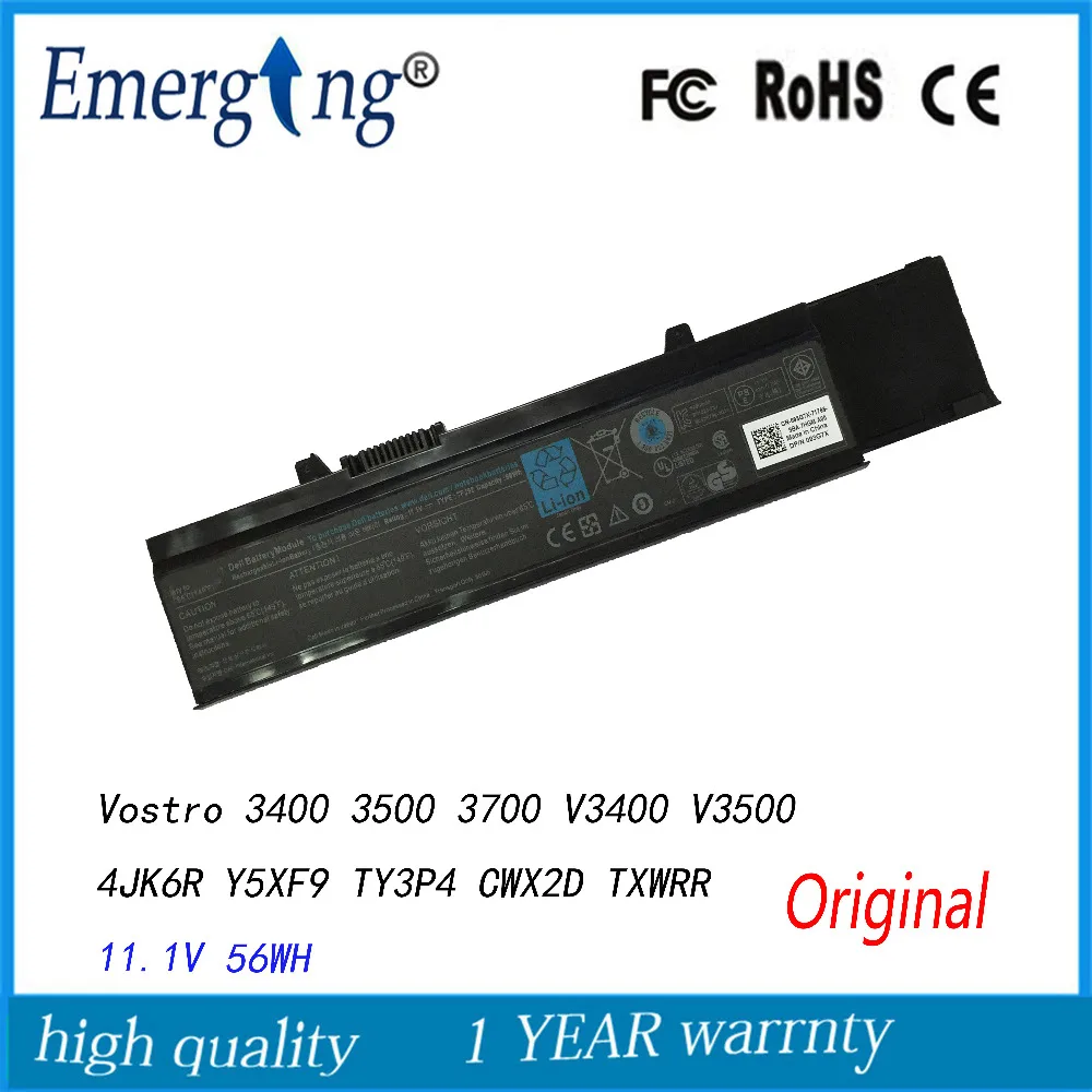 11.1V 56Wh New Original Laptop Battery for Dell Vostro 3400 3500 3700 V3400 V3500 4JK6R Y5XF9 TY3P4 CWX2D 7FJ92 TXWRR 11.1V 56Wh New Original Laptop Battery for Dell Vostro 3400 3500 3700 V3400 V3500 4JK6R Y5XF9 TY3P4 CWX2D 7FJ92 TXWRR