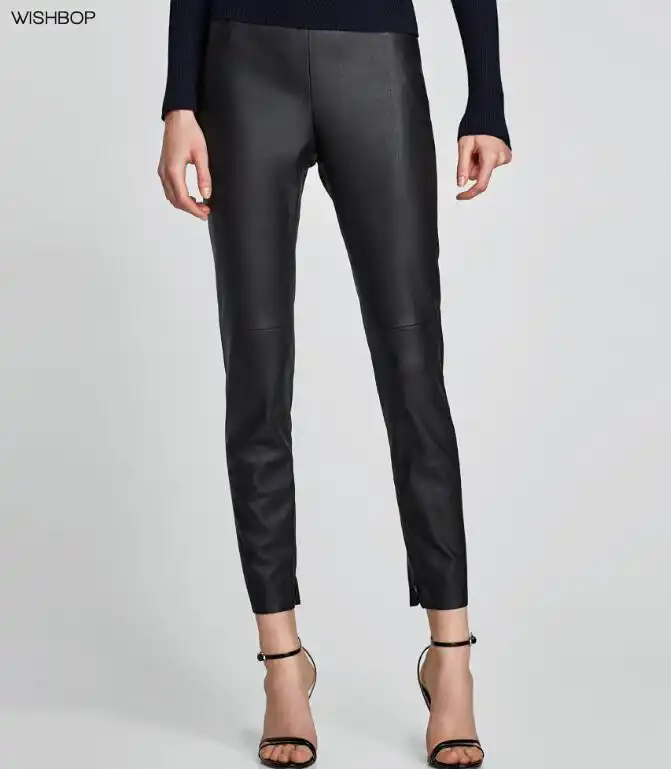 black leather effect trousers