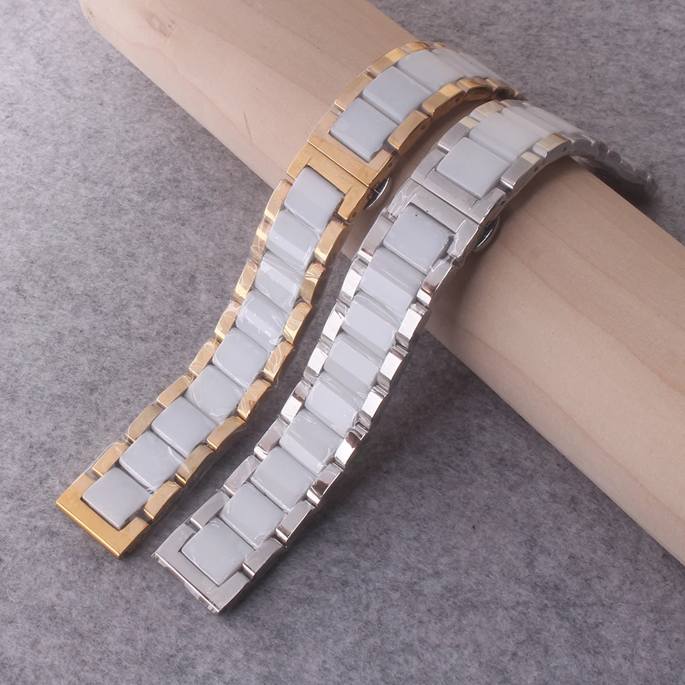 20 мм ремешок золото и белый керамический ремешок браслет для мужчин и женщин часы Новое прибытие нержавеющая сталь пряжки развертывания