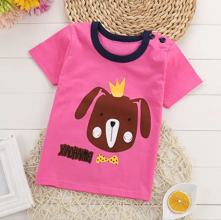 Girls & Boys Short Sleeve T-shirt Baby Kids Unisex Cartoon Cotton Tops Tee Shirt
