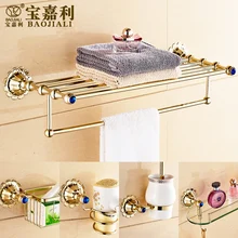 Набор аксессуаров для ванной комнаты, Хрустальный Золотой набор аксессуаров для ванной комнаты, вешалка для полотенец, держатель для бумаги, тканевый крючок