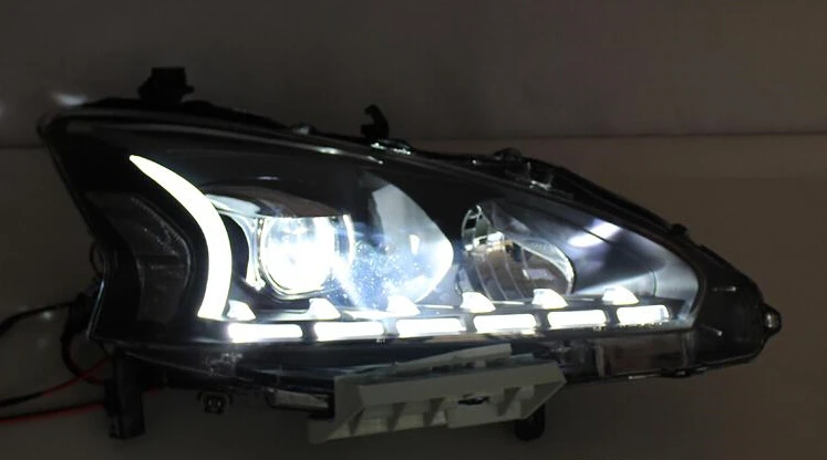 2 шт. автомобильный головной свет для Teana фары 2013~ год Altima titan фары биксеноновые фары Противотуманные фары ангельские глаза авто