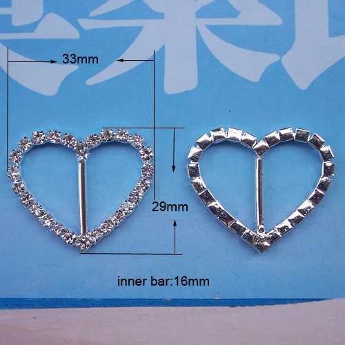 

(L0005) Free Shipping Wholesale 20pcs/lot 16mm inner bar heart Rhinestone buckle, crystal Buckle