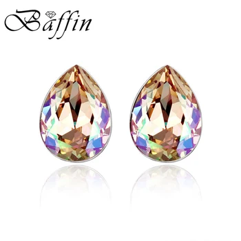 

BAFFIN Mini Oval Crystal From Austria Stud Earrings Piercing Jewelry Silver Color Fashion Joyas For Women Wedding Accessories