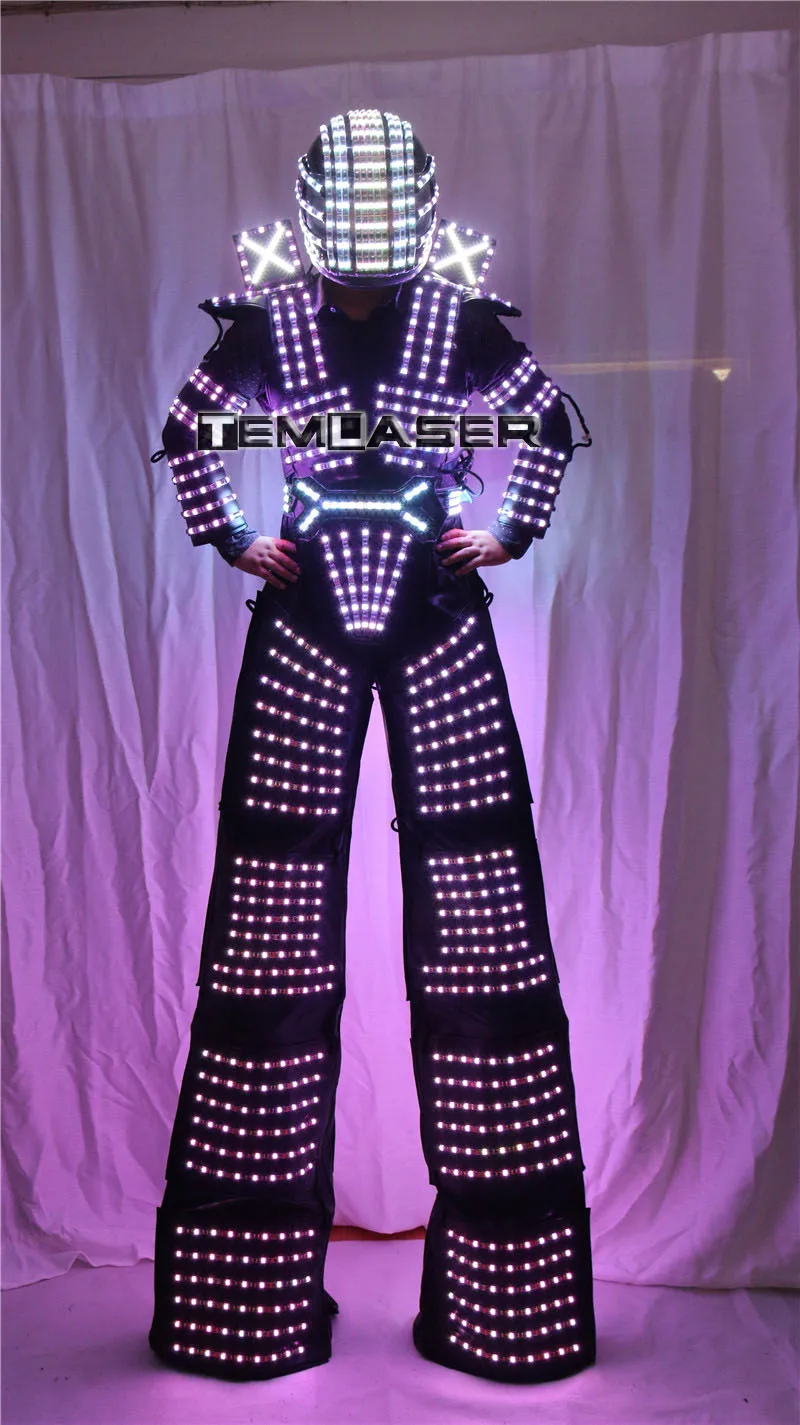 Traje de Робот СВЕТОДИОДНЫЙ ходули Уокер светодиодный свет костюм робота Костюмы