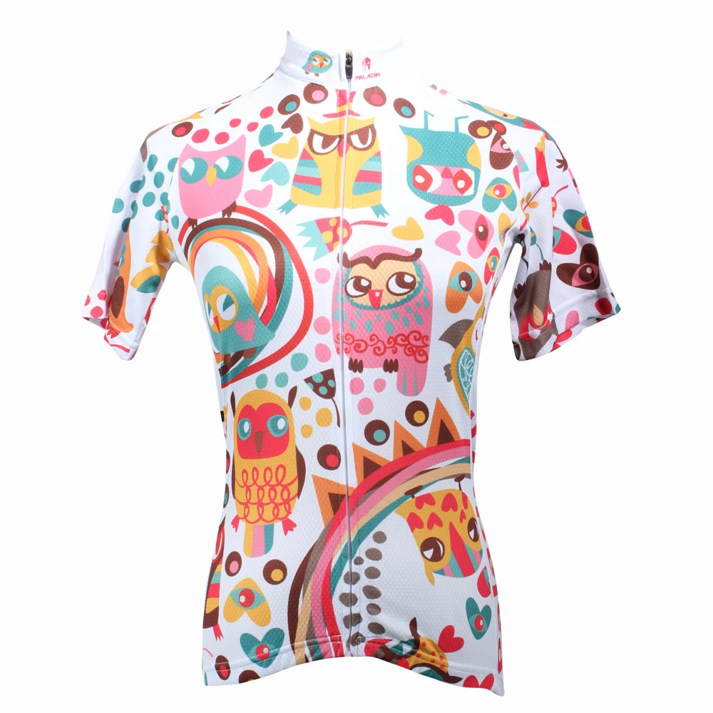 Free shipping Women Personality Owls Short Sleeve Cycling Jersey The