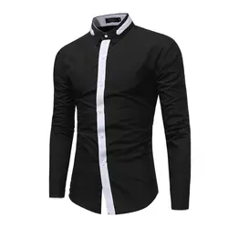 Бренд 2018 г. модные мужские рубашки с длинными рукавами Топы корректирующие Британский Бизнес Повседневная рубашка мужская одежда Рубашки