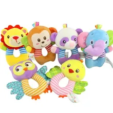 100pcs/lot Baby toy kids gift Kid Plush Soft Elephant Lion Bear Animal Shaped Catoon Hand Bell Ring Rattles Toy 10% off