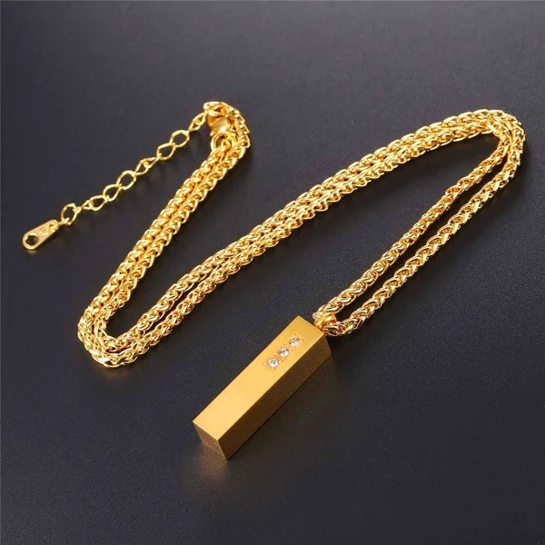 

high quality Necklace Perfume Bottle Pendant with Austrian Crystal Stainless Steel Gold Color Black Mens Remembrance Jewelry