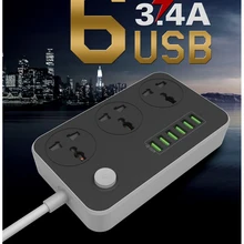 New 6 USB Charging Ports 3.4A Power Strip Power Charger dock Plug US/UK/EU Plug Multi Adapter Smart USB Charger