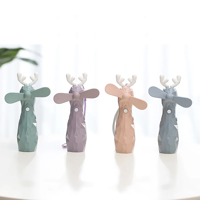 

Saim Mini Spray Fan Cartoon Deer USB Rechargeable Fan Portable Summer Handheld Sprayer Humidfiying Fan Gifts for Party A-338