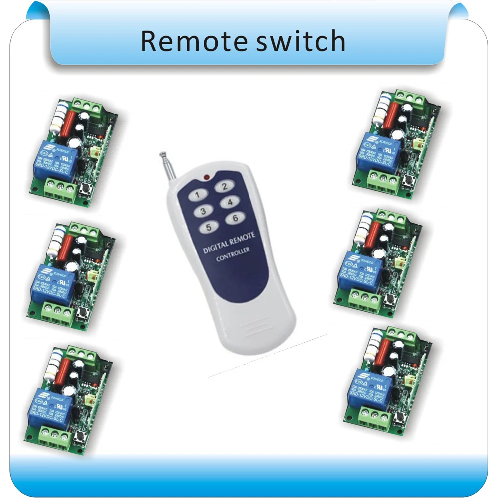 AC220V бытовой техники беспроводной дистанционный переключатель/переключатель питания системы 6 приемник+ 1 пульт дистанционного управления