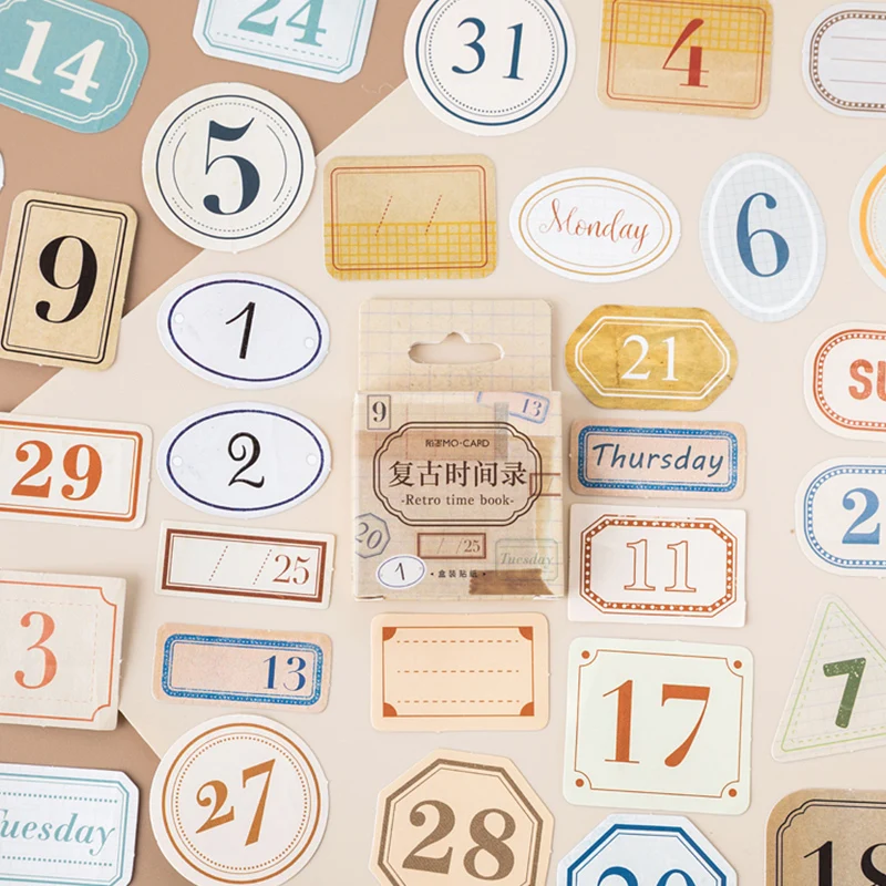 

45 Pcs/box Vintage Time number mini paper sticker decoration stickers DIY diary scrapbooking planner label sticker