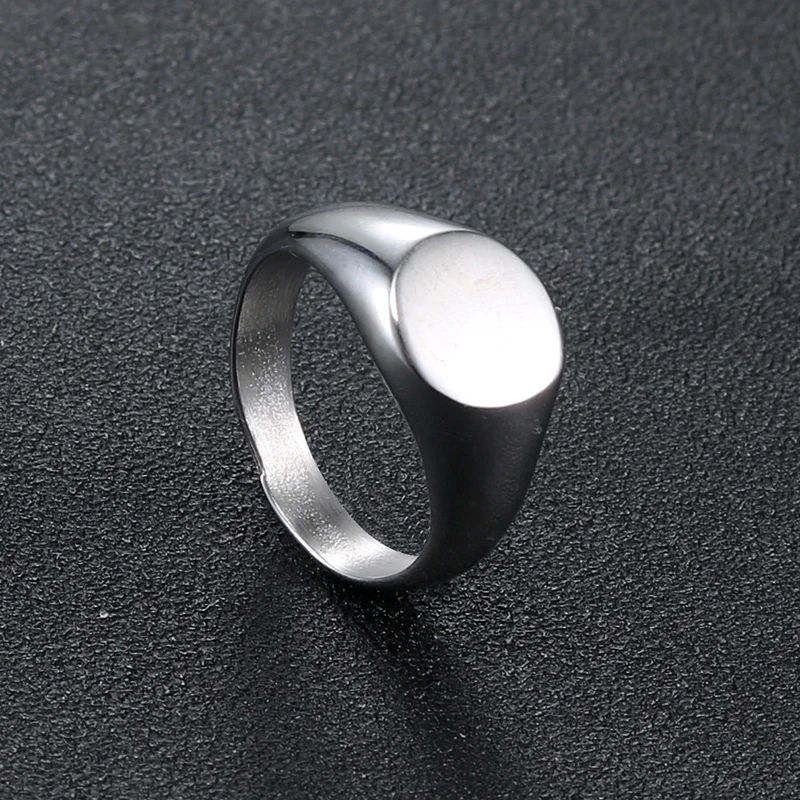 Olowu хип-хоп простые круглые мужские кольца полированная Печать нержавеющая сталь перстень для мужчин и женщин геометрические ювелирные изделия Размер 8-12