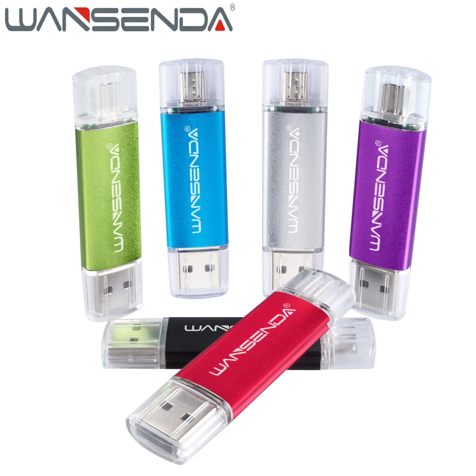 WANSENDA OTG usb флеш-накопитель 128 ГБ 256 ГБ micro usb флеш-накопитель 16 ГБ 32 ГБ 64 Гб 2 в 1 флеш-накопитель для смартфонов/ПК