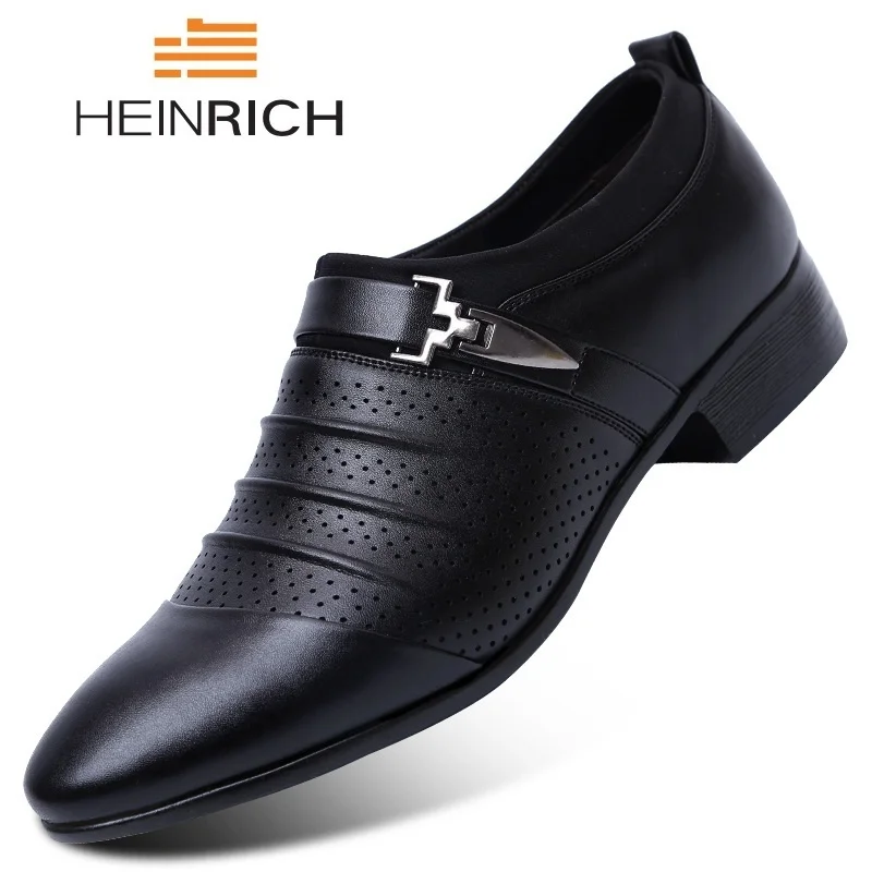 

HEINRICH Mens Leather Shoes Hollow Out Breathable Oxford Shoes For Men Sapatos Social Masculino Mens Shoes Casual Zapato Hombre