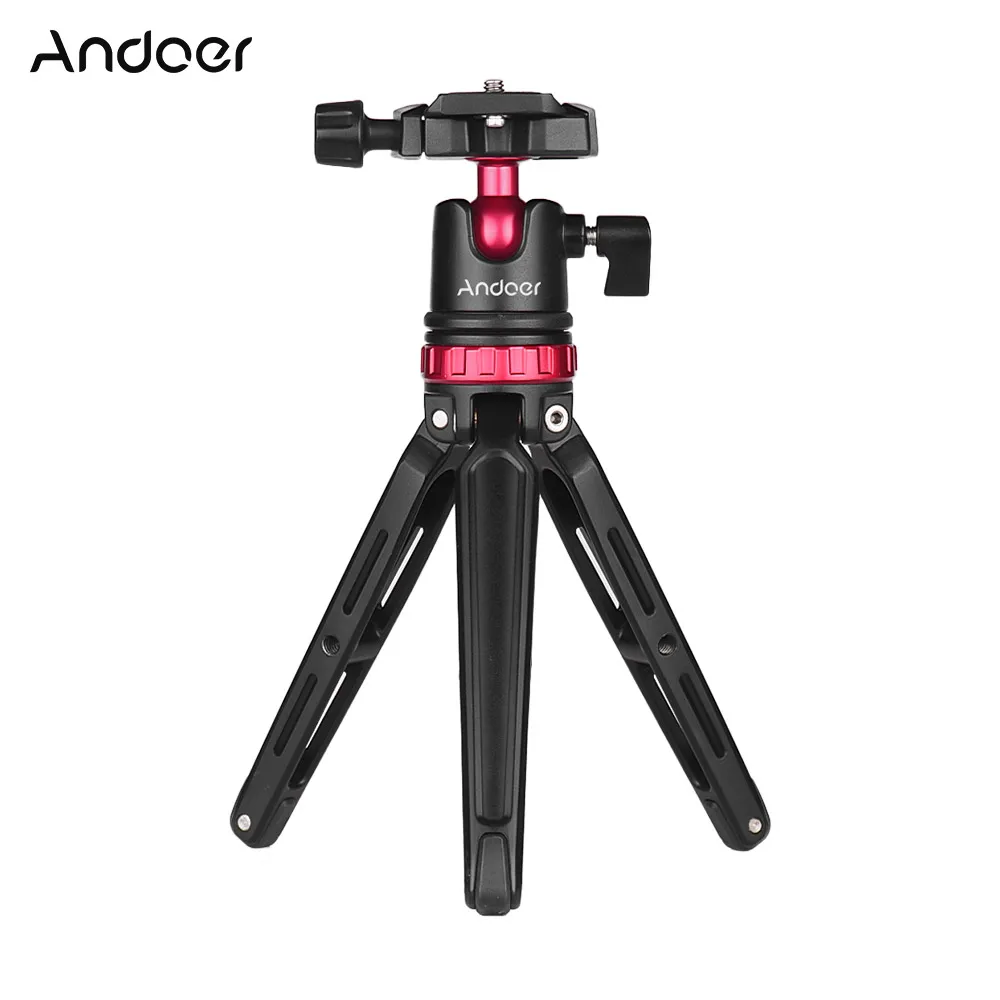 

Andoer Aluminium Alloy Mini Desktop Tabletop Tripod for phone with 1/4 Inch Screw for GoPro Hero 6/5/4/3+ for iPhone Smartphone