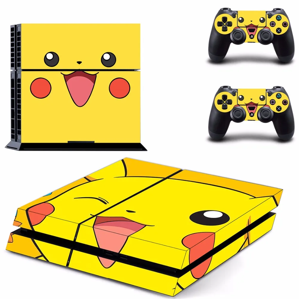 

For Pikachu PS4 Skin Sticker Decal for Sony PlayStation 4 Console and 2 controller skins PS4 Stickers Vinyl Accessory