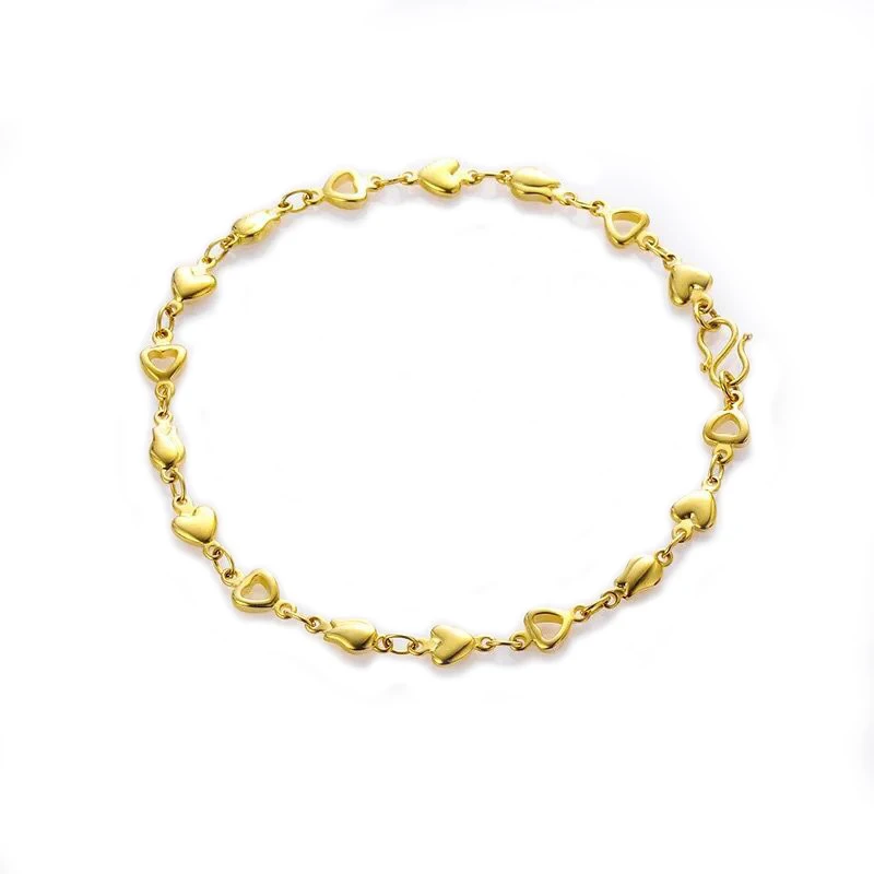 MGFam(21 см* 5 мм) 24 k цвет чистого золота браслеты с сердечками для леди Прекрасный стиль без свинца и никеля