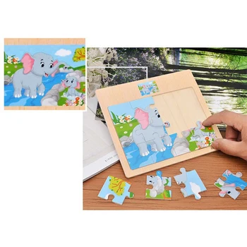 

Baby Teaching Puzzle Toy Children Animals Wooden Puzzle Jigsaw Baby Educational Toys for Kids Gift High quality 12 Slice Piece