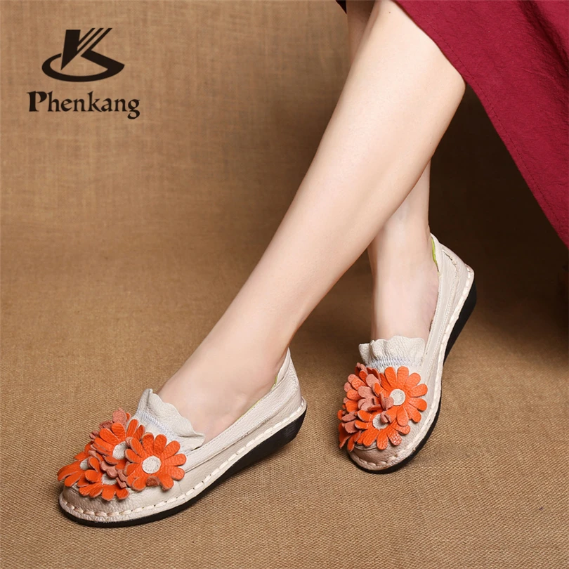 

Women Ballet Casual Shoes Women Genuine Leather Shoes Flats Flexible Nurse Loafer Flats Comfortable Mom Pregnant Shoes woman