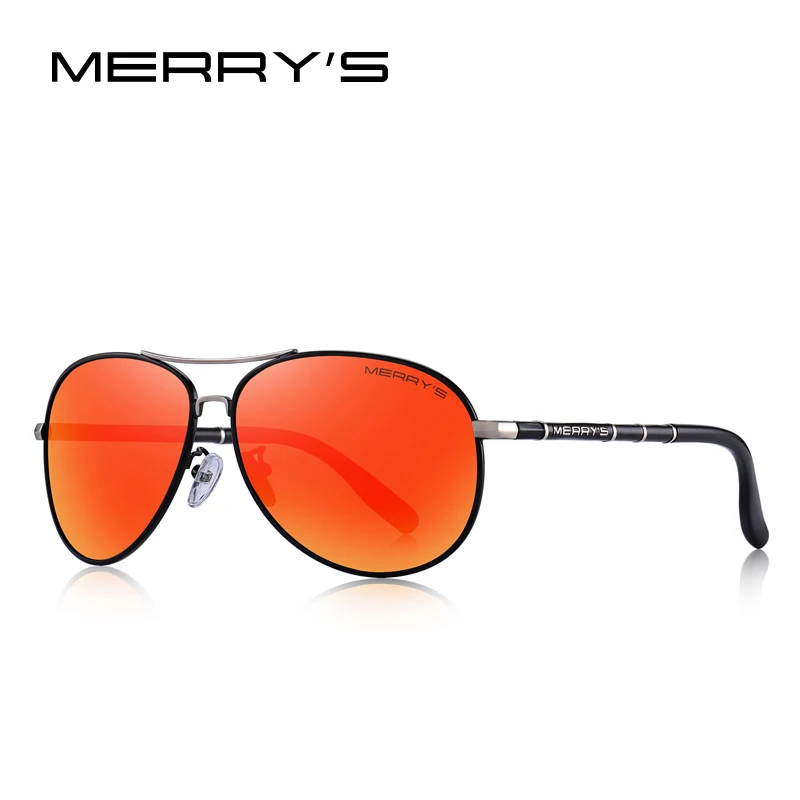 MERRYS дизайн, мужские классические солнцезащитные очки пилота, HD поляризационные солнцезащитные очки для мужчин, роскошные оттенки, защита от уф400 лучей, S8766 - Цвет линз: C07 Red Mirror