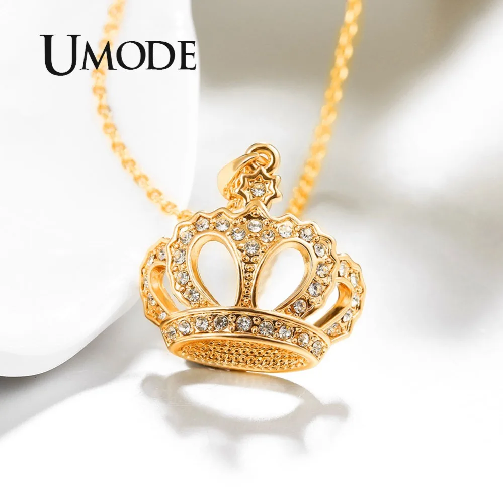 Модные женские ожерелья UMODE с короной подвески Женские Ювелирные изделия