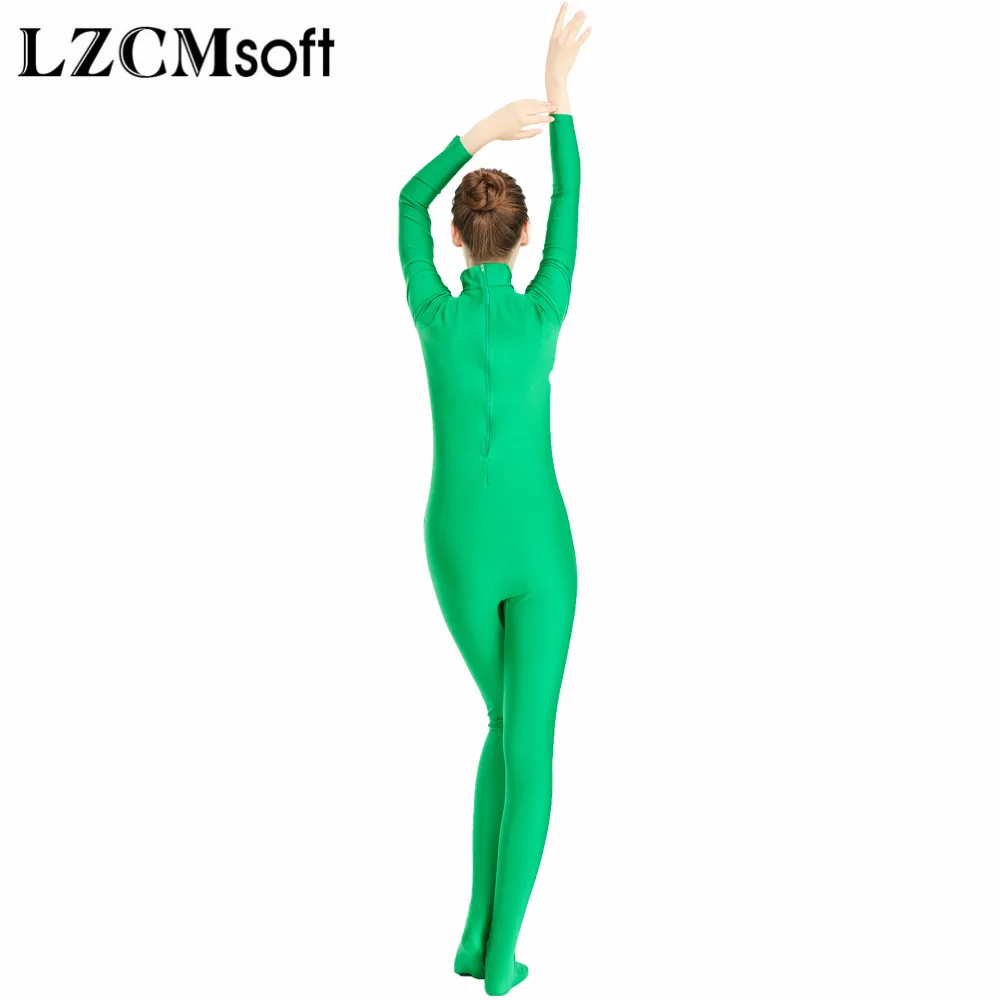 LZCMsoft, унисекс, высокая горловина, длинный рукав, Zentai, боди, для танцев, спандекс, лайкра, костюм для костюмированной вечеринки