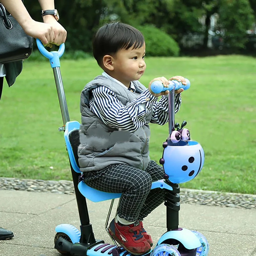 

5 In1 Mini Kick Wheel Scooter Flashing LED Roller Wheel T-Bar Tilt Push Seat Kids Children Professional Extreme Sports Scooter