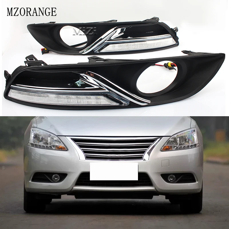 

MZORANGE For Nissan Sentra 2012 2013 2014 2015 Daytime Running Light Yellow Signal Function Relay Waterproof 12V Car LED DRL LED