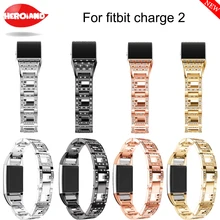 С украшением в виде кристаллов Нержавеющая сталь ремешок для часов Ремешок, умный Браслет(со встроенным блютус) пригодный для ремень со стразами для FitBit Charge 2