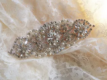 

crystal bead applique, rhinestone bead Applique, bridal Sash applique, R-ZP013