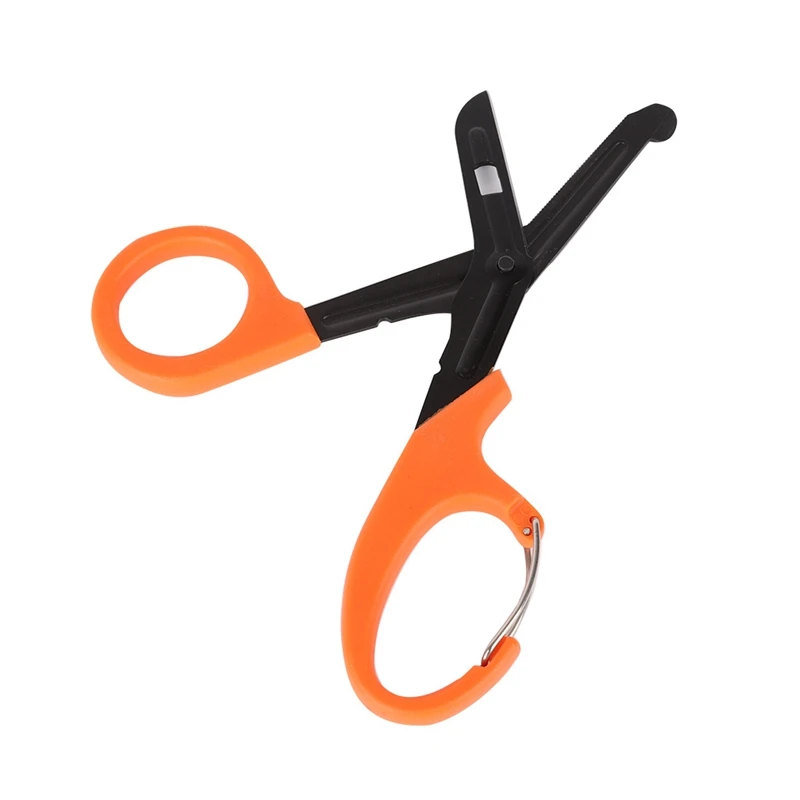 

Outdoor Survival Scissors With Fine Teeth Carabiner Outdoor Home Clothes Bandage Cutter Multi-tool For Emergency Rescue Safety T