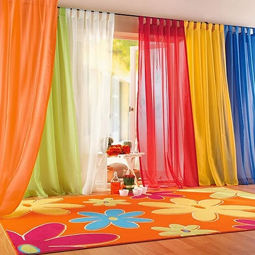 

Home Bedroom Wedding Decor Pure Color Glass Yarn Sheer Window Valance Curtain