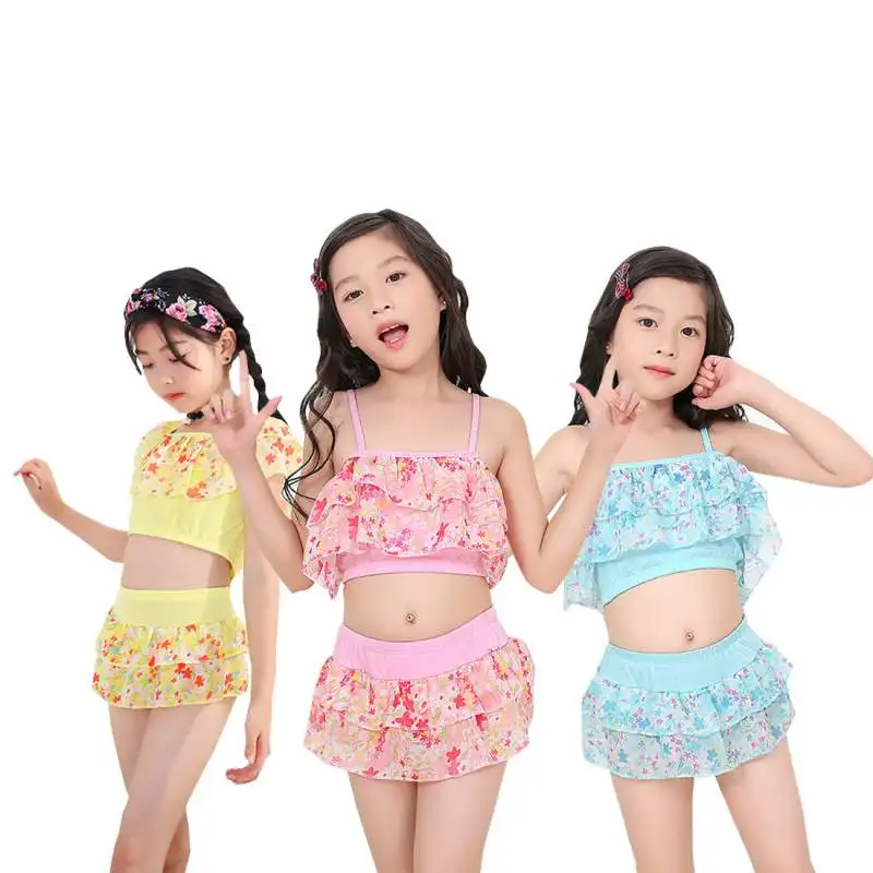 

Hot Kids Girl Swimwear Summer Little Girl Swimsuit Straps Floral Print Tops Skirt Shorts Kid Children Swimsuits Set