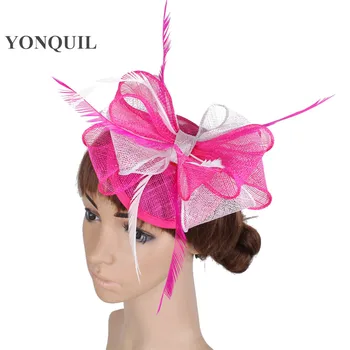 

sinamay fascinator hair accessories nice wedding bridal hats with feather adorned cocktail hats party headwear Multiple colors