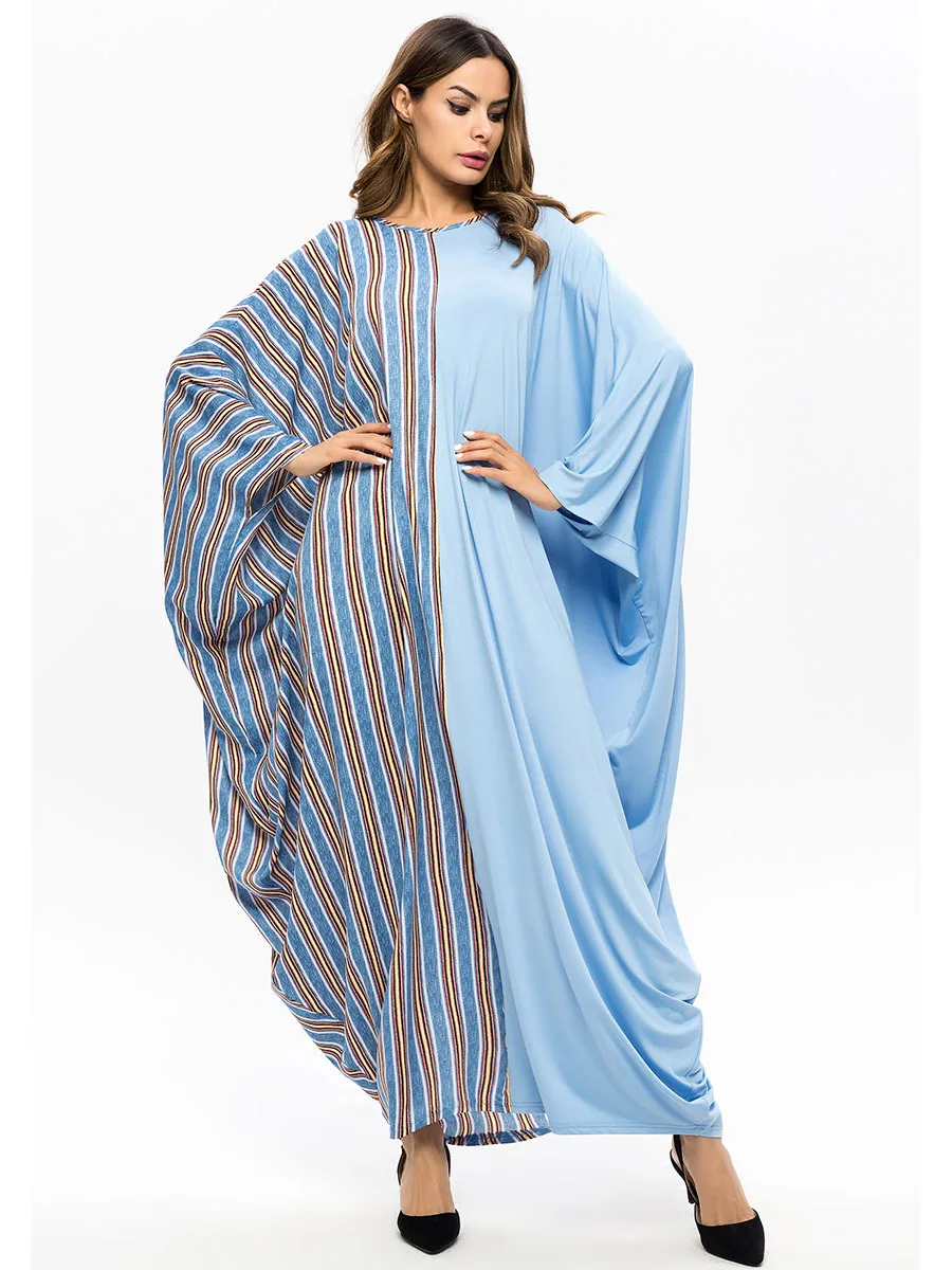 Абая Дубай 2019 плюс размеры лоскутное мусульманские платья и для женщин Исламская одежда в полоску хиджаб femme