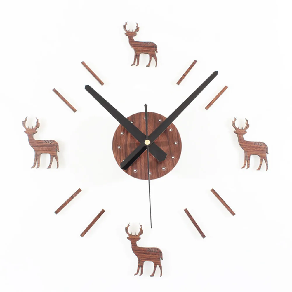 Vintage Rural Deer Wall Clock 3D DIY European Style Stereoscoptic