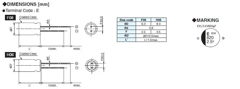 10 шт. 820 мкФ 2,5 V NCC PSE serires 6,3x8 мм супер низкий ESR 2.5V820uF для материнской платы VGA твердые конденсаторы