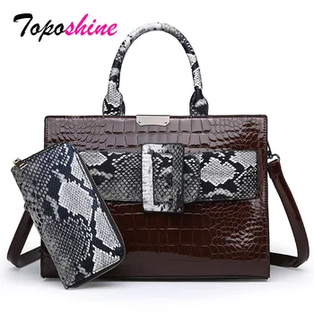 

Toposhine Two-piece Composite Bag Ladies Handbag New Snake Pattern Stitching Casual Wild Shoulder Messenger Bag