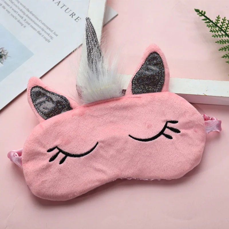 1 Pc Pink Unicorn Cute Sleeping Face Eye Mask Eyeshade Sleep Massage Portable Traveling Eye Cover For Women Girls