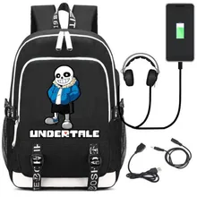 Игра Undertale Sans рюкзак сумка ж/USB Мода порт/замок/наушники путешествия ноутбук студентов школьная сумка подарок