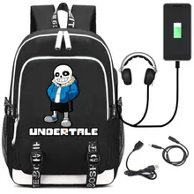 Spiel Undertale Sans Rucksack Rucksack Tasche W/USB Mode Port/Lock/Kopfhörer Reise Laptop Studenten Schule Tasche geschenk